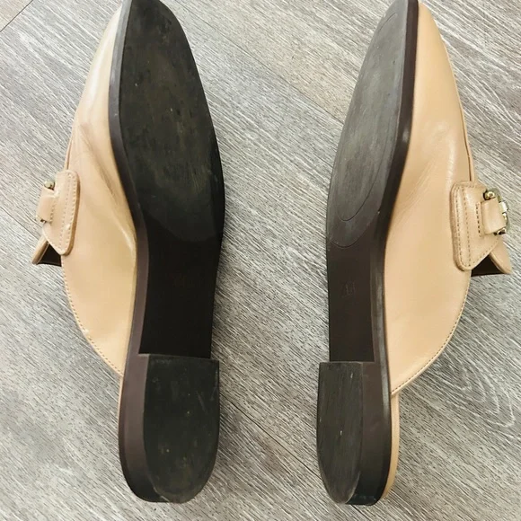 Zara Tan Leather Loafers with Gold Buckle - Picture 5 of 5